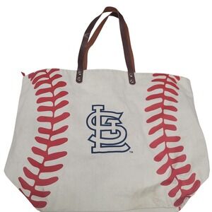 MLB St. Louis Cardinals Baseball Stitch Oversized Canvas Tote Bag‎ Game Day Fan